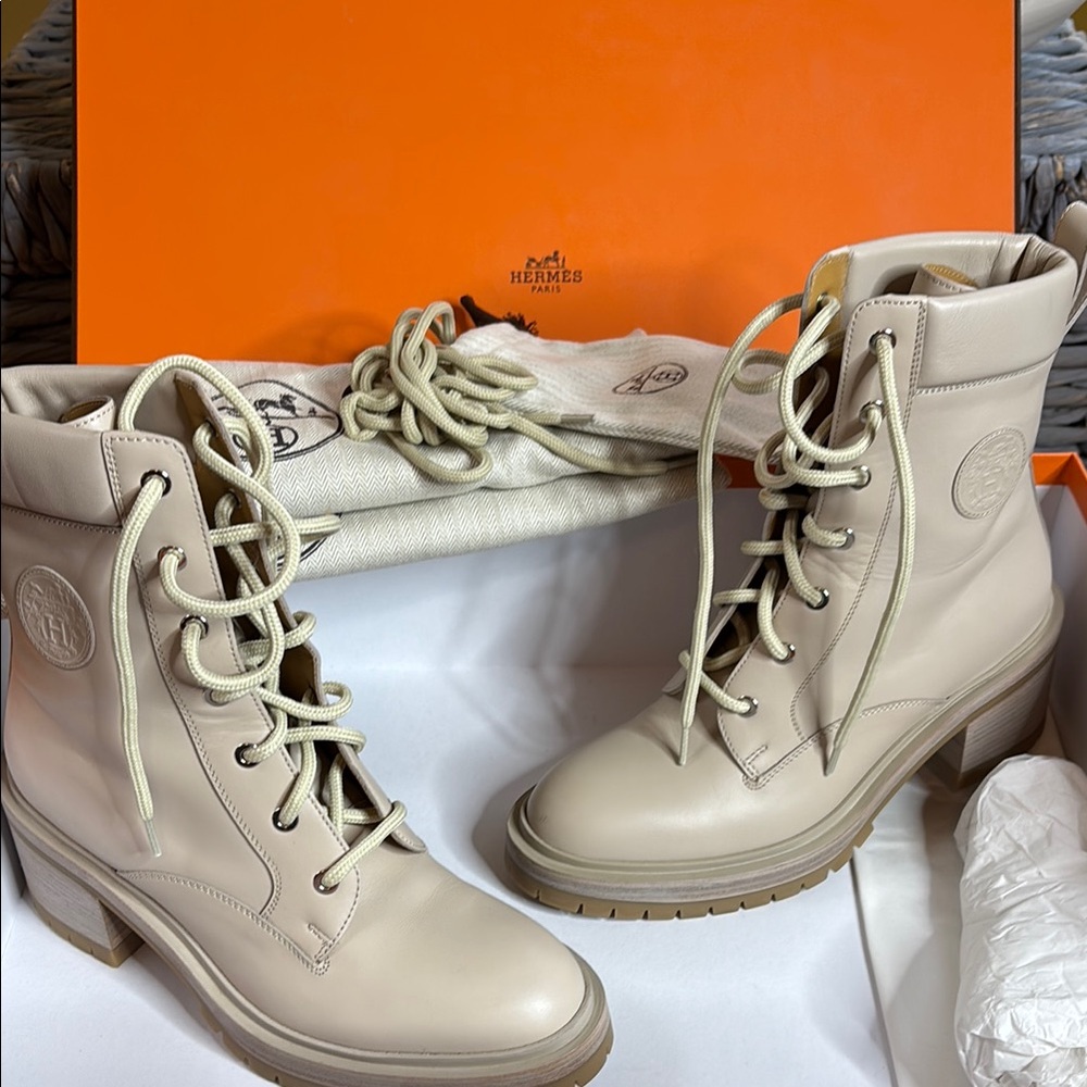 Hermes Leather Biker Boots Pristine